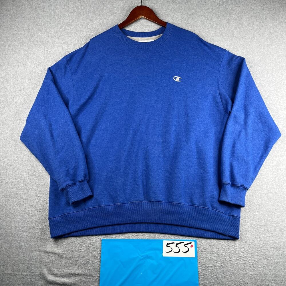Champion Eco Crew Neck Sweatshirt 2XL Blue Heather Pullover Mens